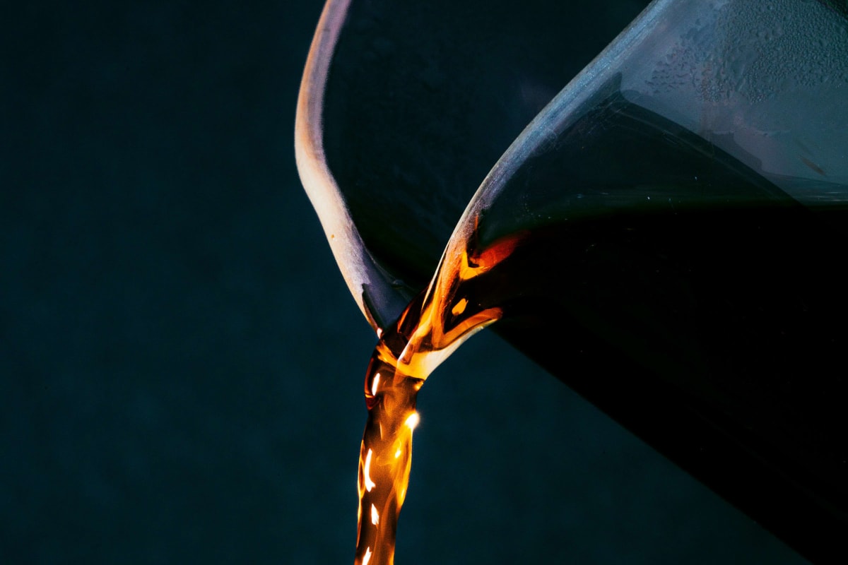 Close-up of motor oil pouring