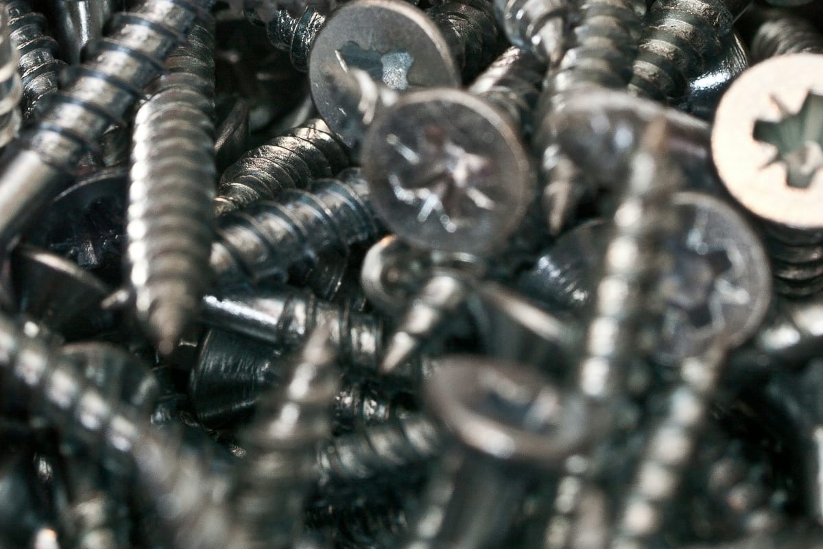 Pile of screws close up