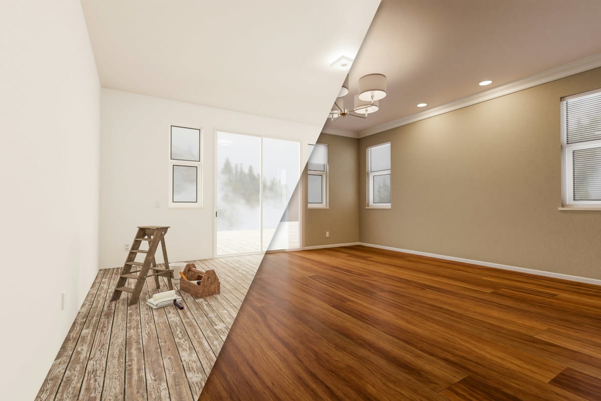Room before and after a new floor