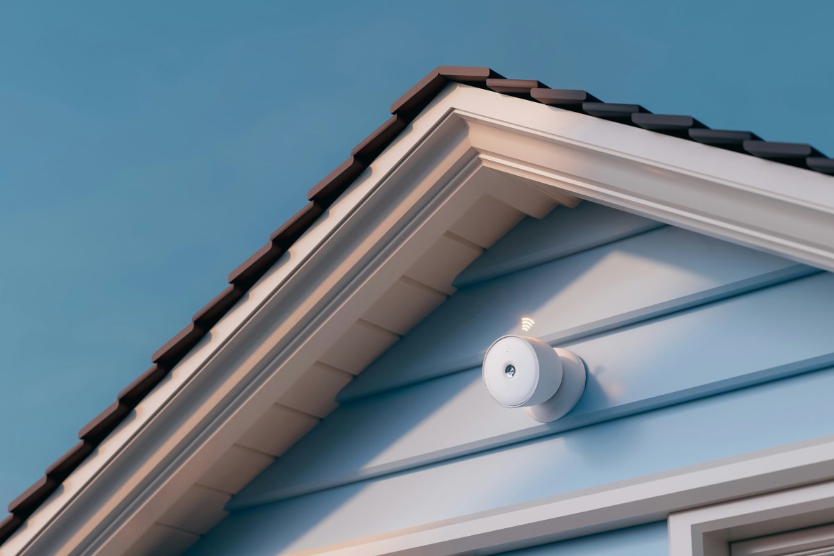 White soffit and trim on a blue gable