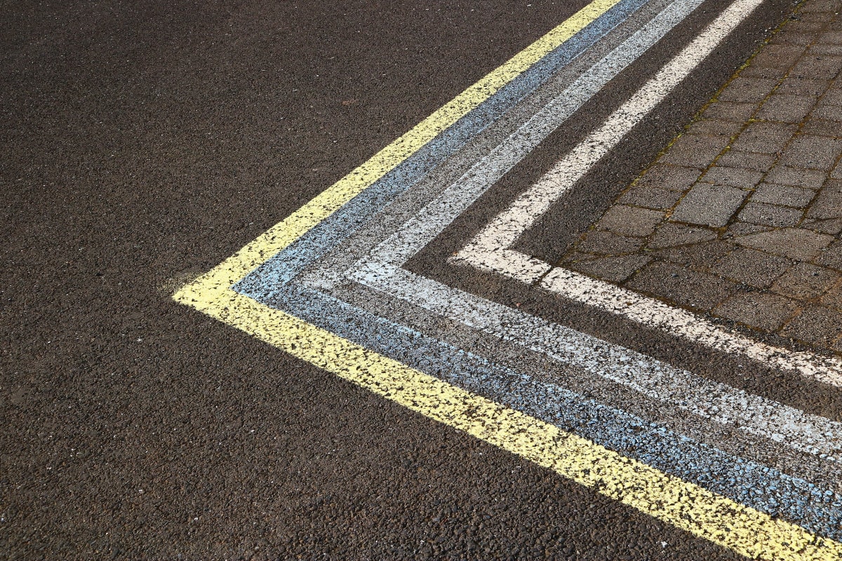 Painted lines on pavement