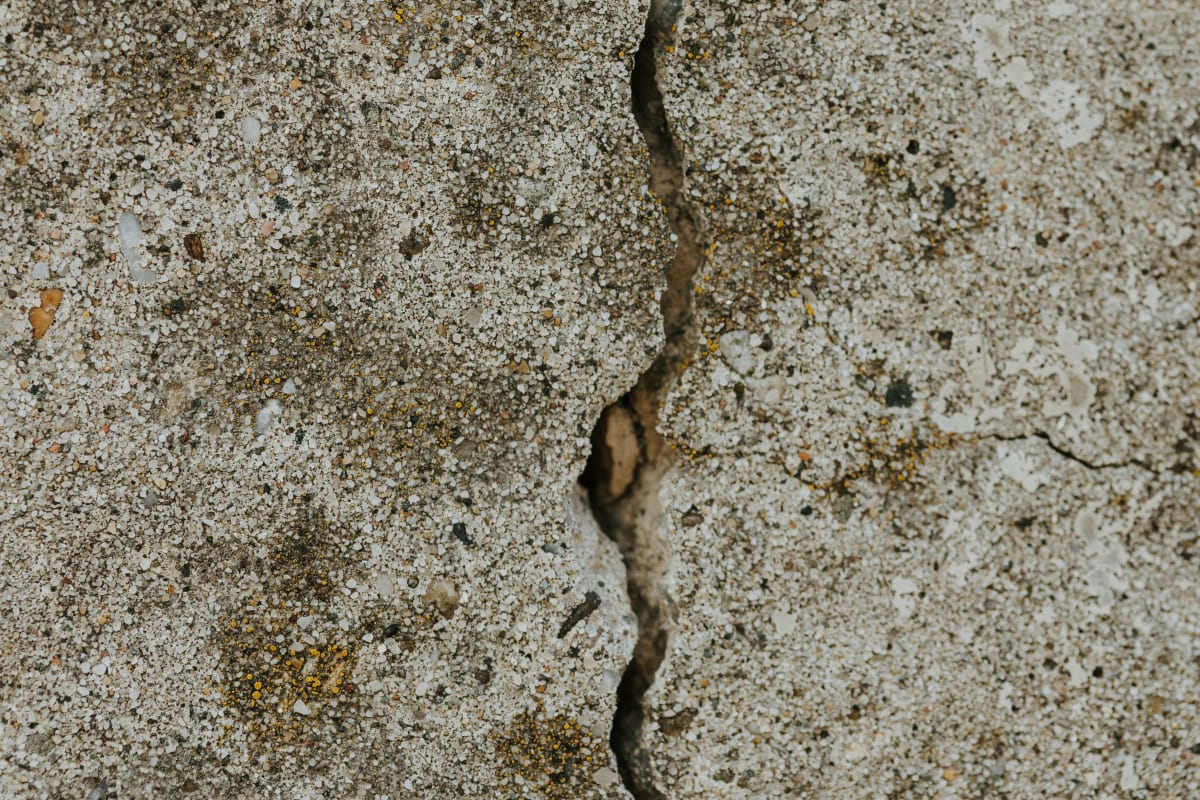 Cracked joint in a concrete slab