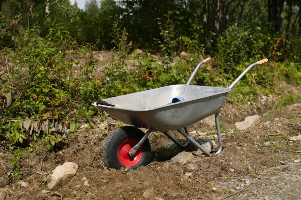 Wheelbarrow on a dirt work site