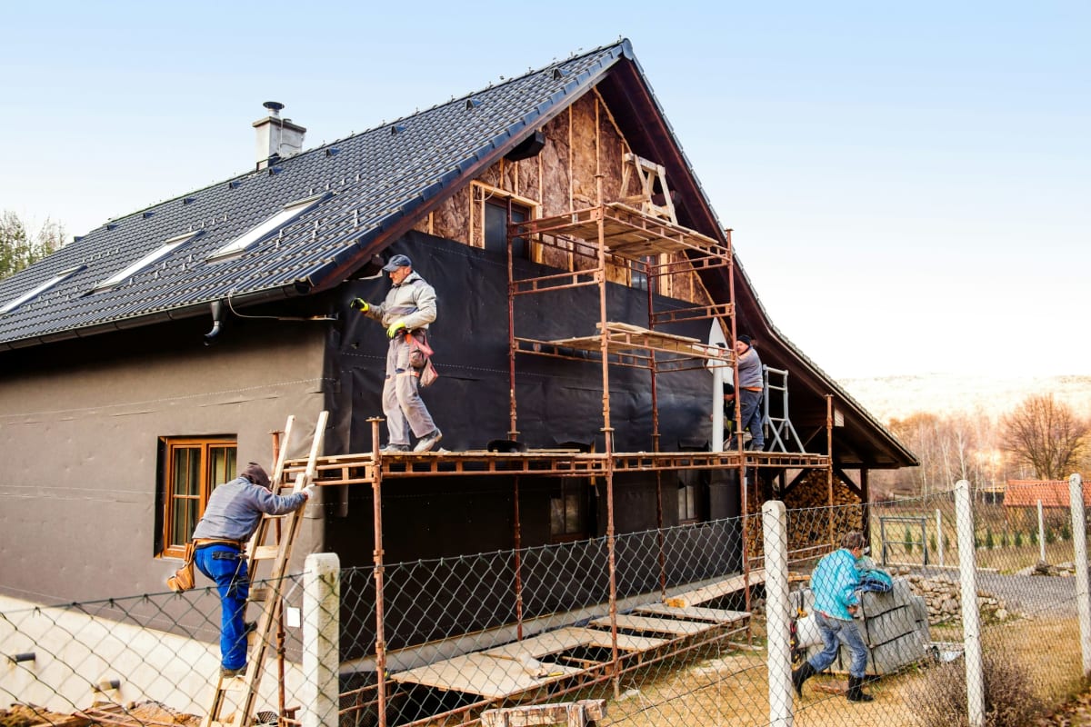 Wall wrap going on a house under renovation