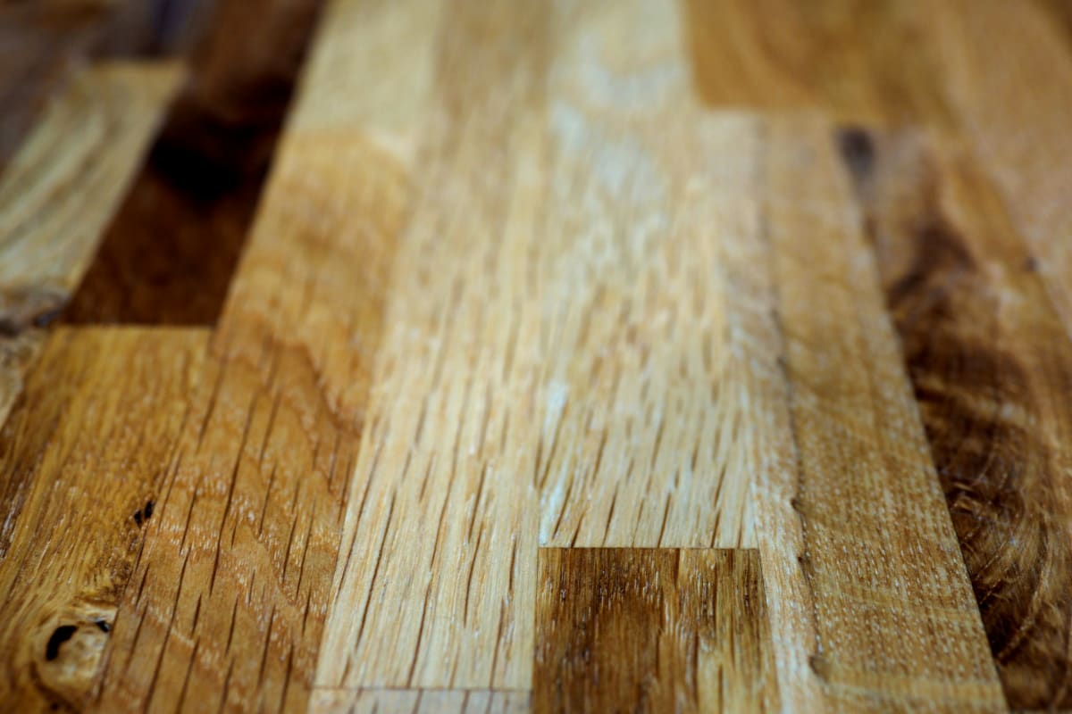Oiled butcher-block wood close up