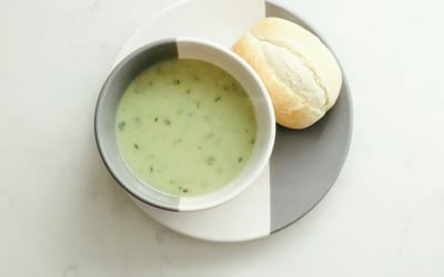 Green Lentil & Spinach Soup with Yogurt