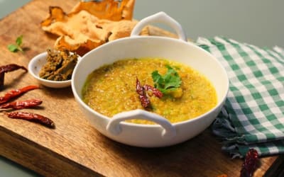 Warming Spiced Red Lentil Dal with Fresh Coriander