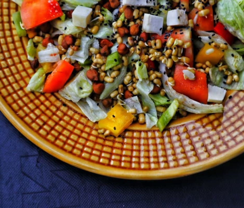 GLP-1 Friendly High-Protein Lentil and Roasted Vegetable Salad with Feta
