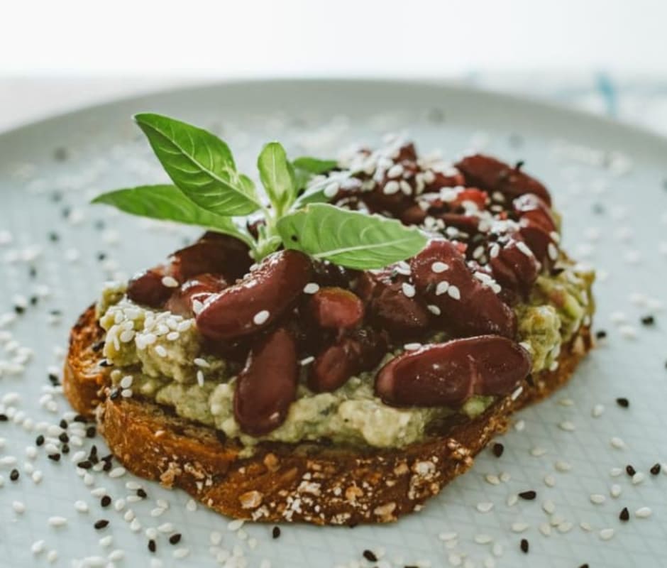 High-Fibre Homemade Baked Beans with Avocado & Sourdough Toast
