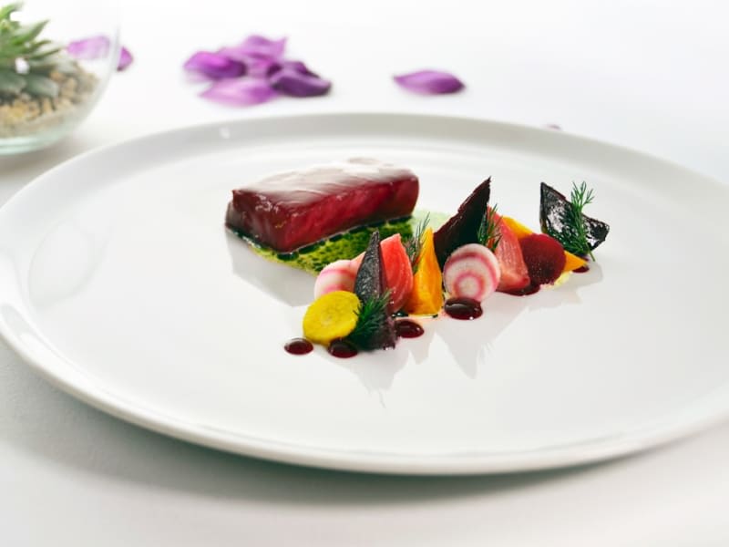 Baked Mackerel with Roasted Beetroot and Horseradish