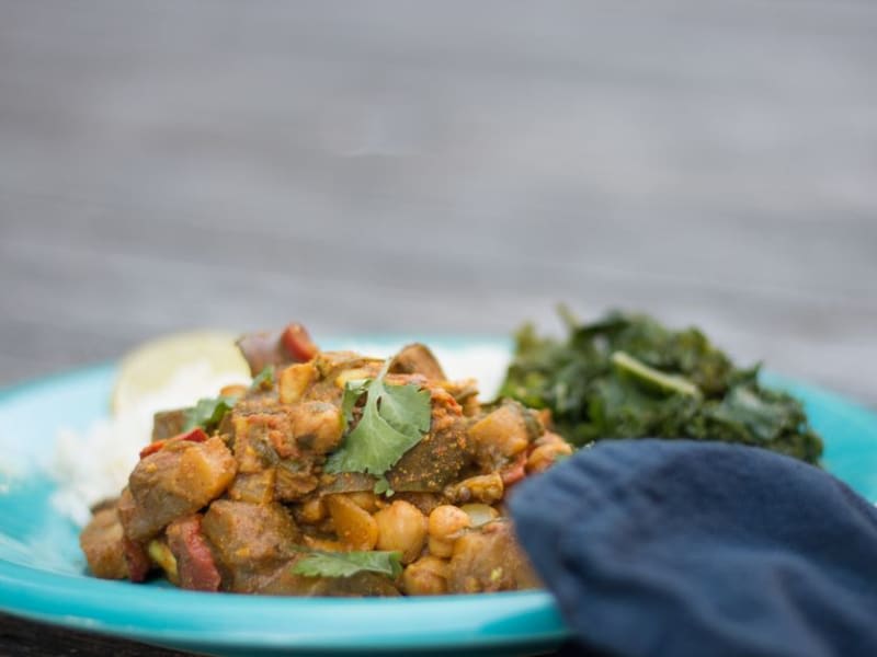 Low-GI Plantain, Chickpea & Spinach Stir-Fry