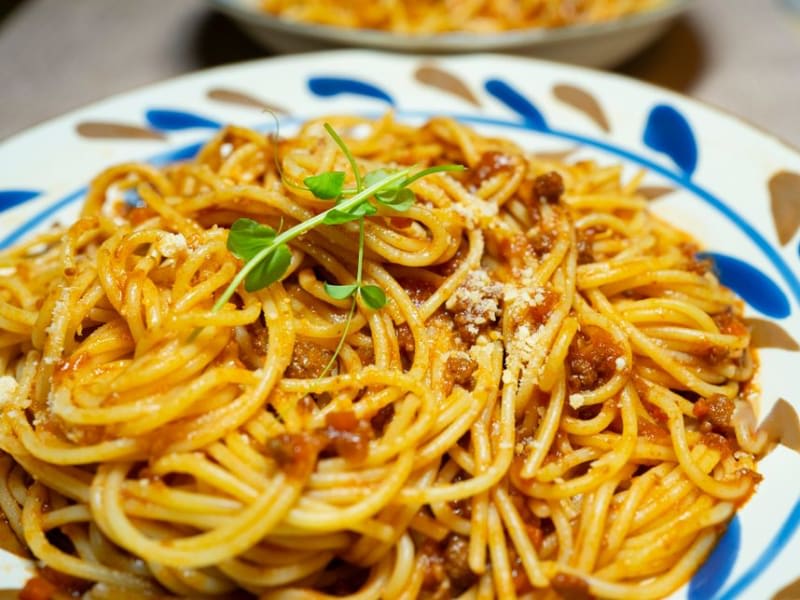 Quorn Spaghetti with Bell Pepper & Spinach