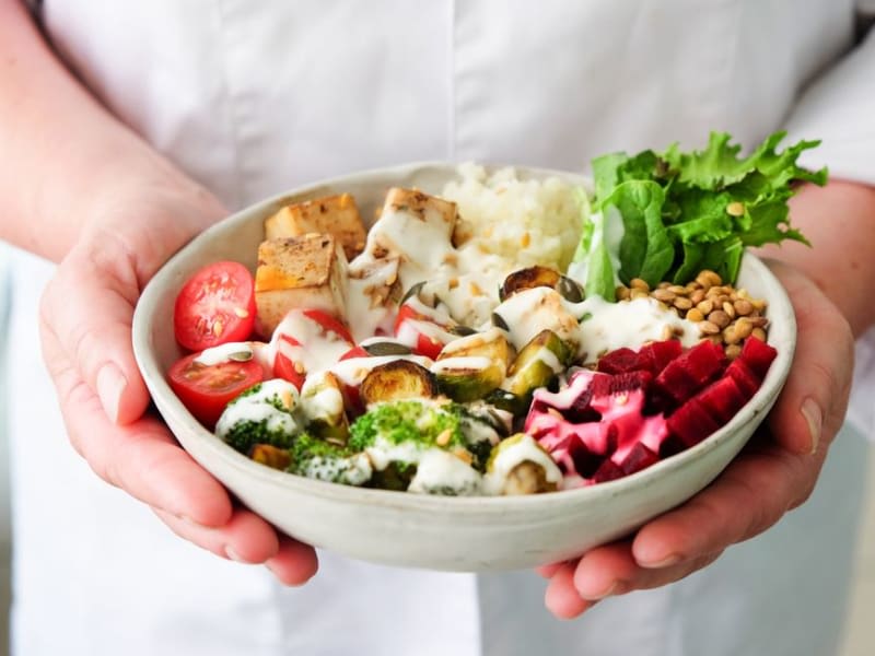 Rainbow Beetroot, Kidney Bean & Walnut Salad
