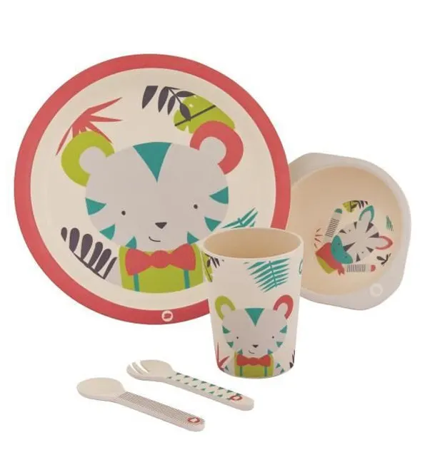 Bébé Confort Set repas en bambou (assiette, bol, verre, cuillère, fourchette) Forest Vibes (dès 18 mois)