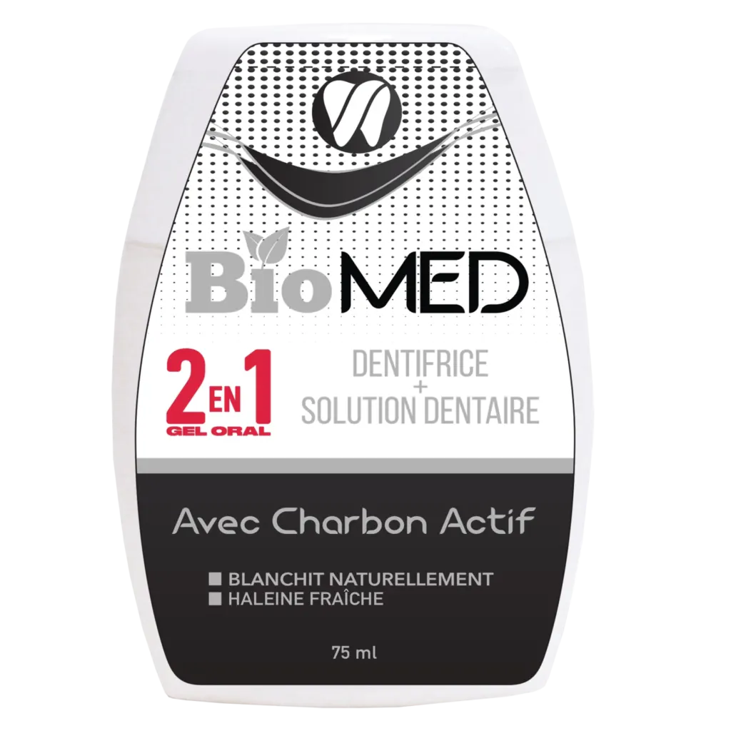 Bio Med Gel buccal 2 en 1 au charbon actif 75 ml