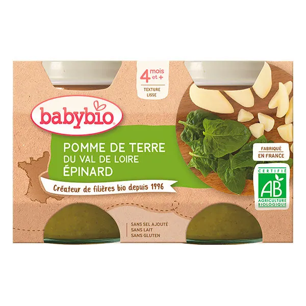 Babybio Pommes de terre du Centre Val de Loire Épinards 2 x 130 g