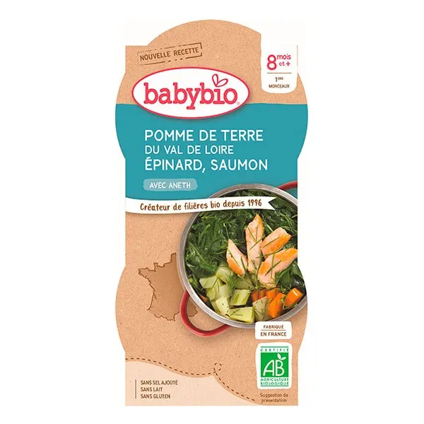 Babybio Bol Pomme de terre Épinards Saumon 2 x 200 g
