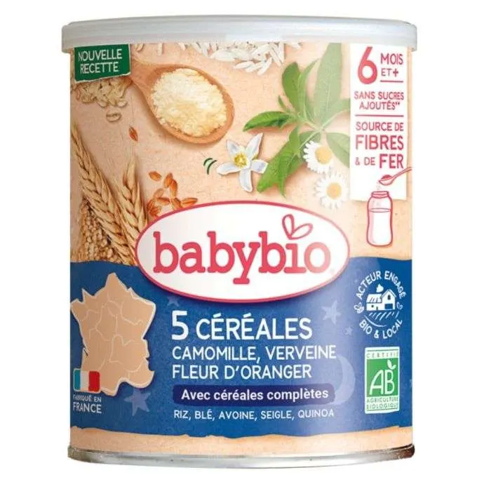 Babybio Céréales bio bébé fleur d'oranger et camomille dès 6 mois 220 g