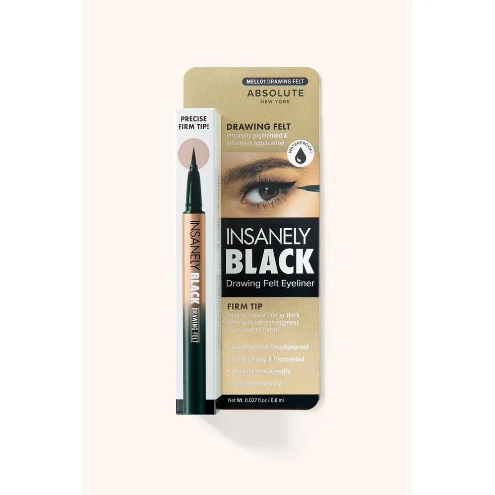 ABSOLUTE NEW YORK INSANELY BLACK DRAWING FELT EYLINER FIRM TIP 0.8 ML