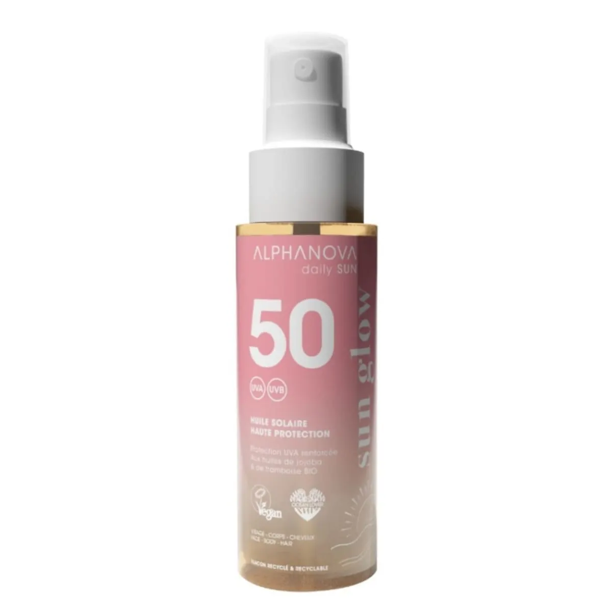 ALPHANOVA DAILY SUN SPF 50+ HUILE SOLAIRE VISAGE SUN GLOW 150 ML