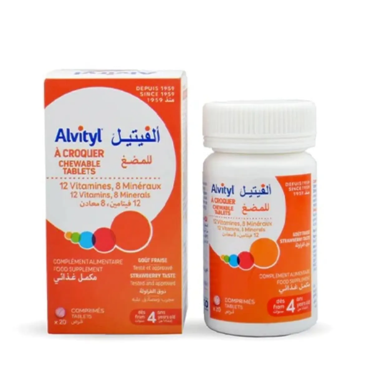 ALVITYL A CROQUER CHEWABLE TABLETS 12 VITAMINES , 8 MINERAUX 20C