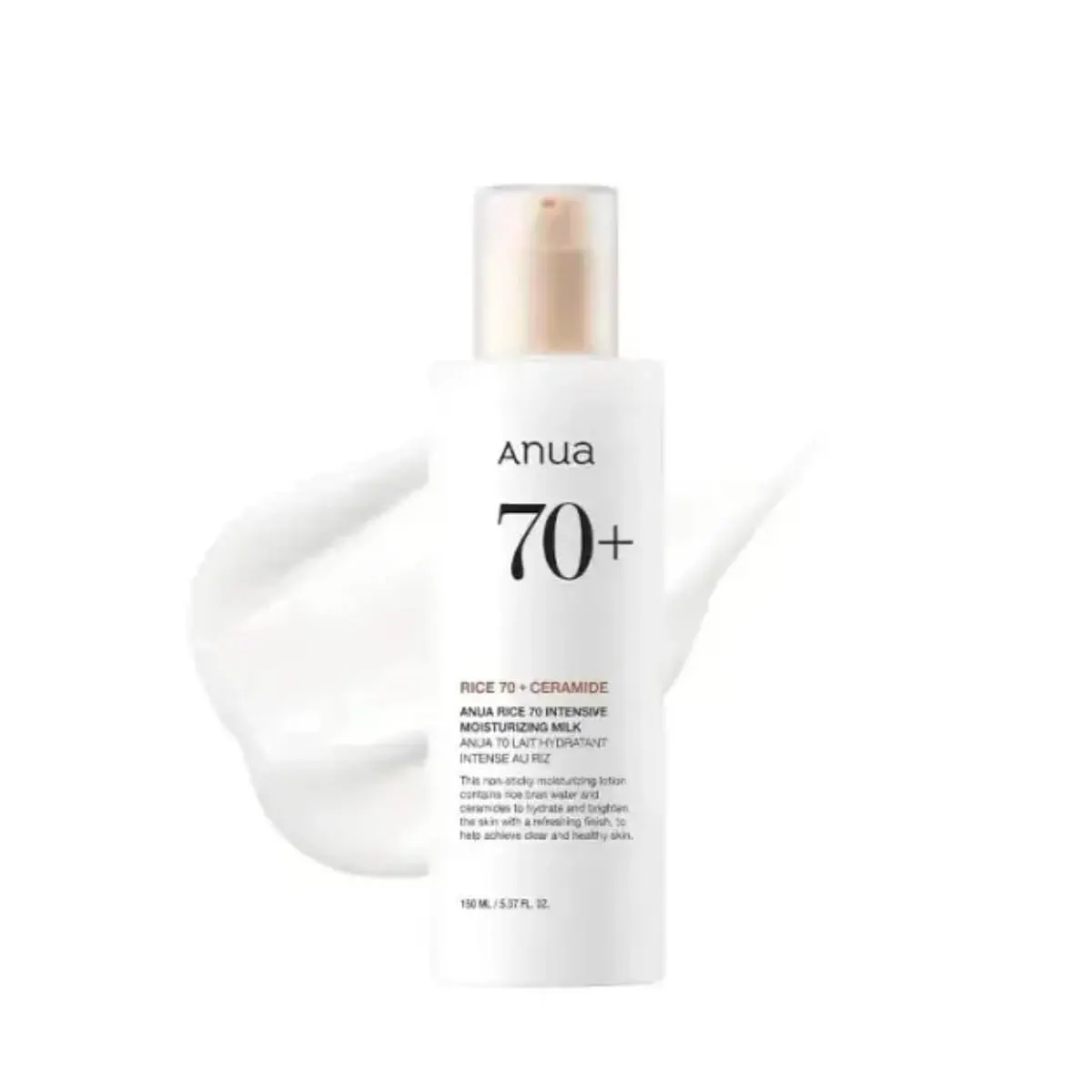 ANUA 70+ Ceramide Lait Hydratant Intense au Riz 150ml – Soin Nourrissant & Éclat à l’Extrait de Riz et Céramides