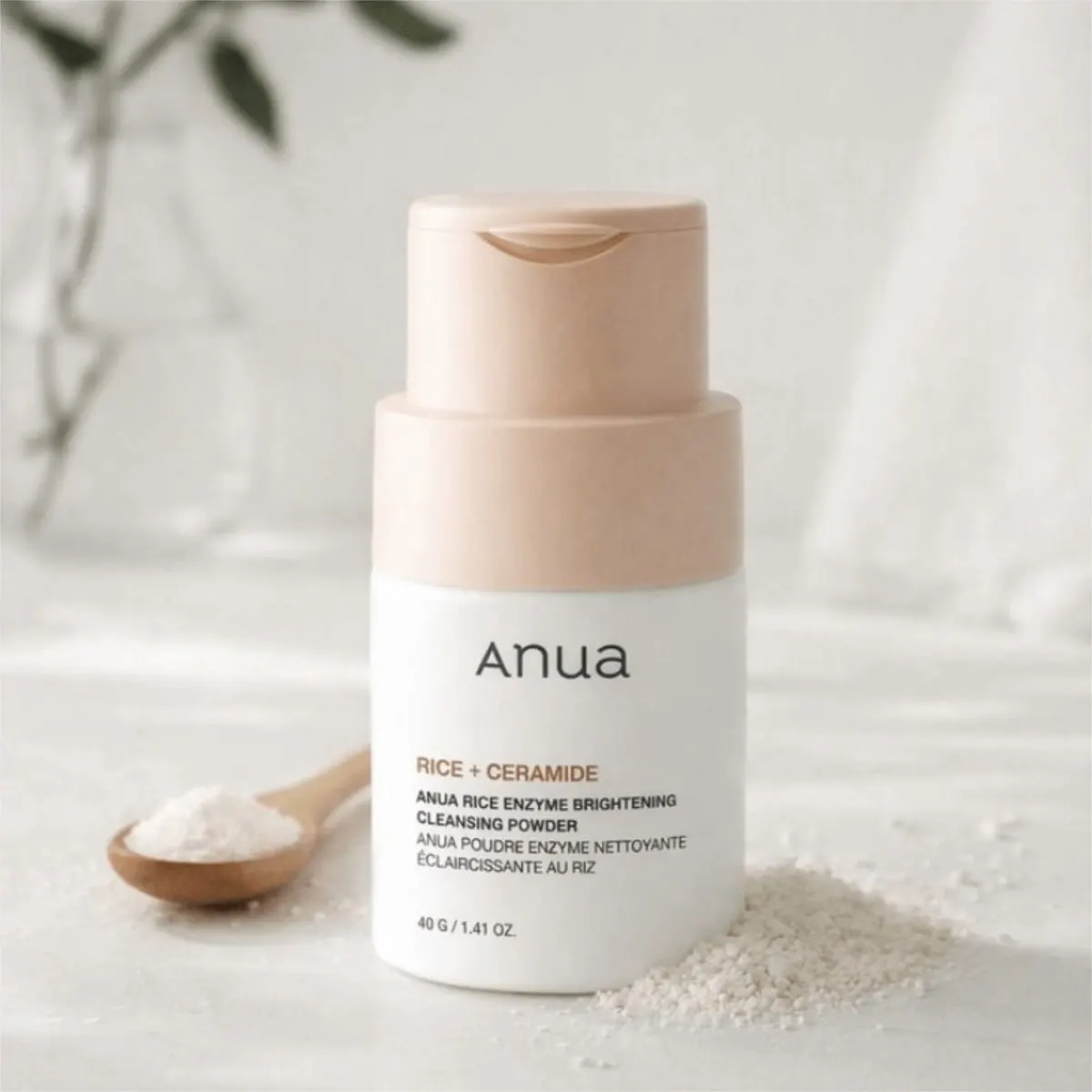 ANUA Rice + Ceramide Poudre Enzyme Nettoyante 40g – Nettoyant Doux Exfoliant & Éclat au Riz et Céramides