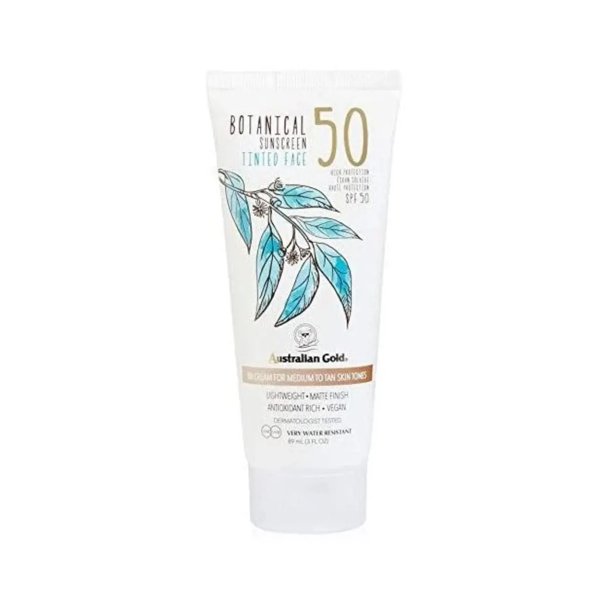 Australian Gold لوشن شمسي للوجه ملون Botanical SPF 50 للبشرة المتوسطة إلى السمراء 89 مل