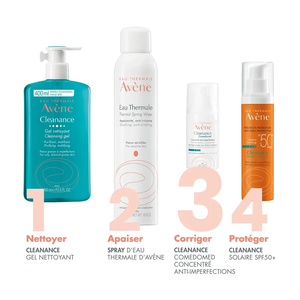 Avène Solaire Anti-Imperfection SPF50+ 40 مل = Cleanance جل منظف 100 مل + حقيبة مجانية