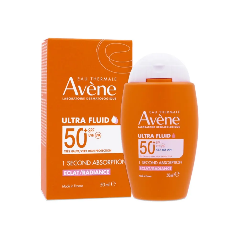 Avène Solaire Ultra Fluid Éclat Radiance SPF50+ 50 مل = ماء حراري 50 مل + حقيبة مجانية