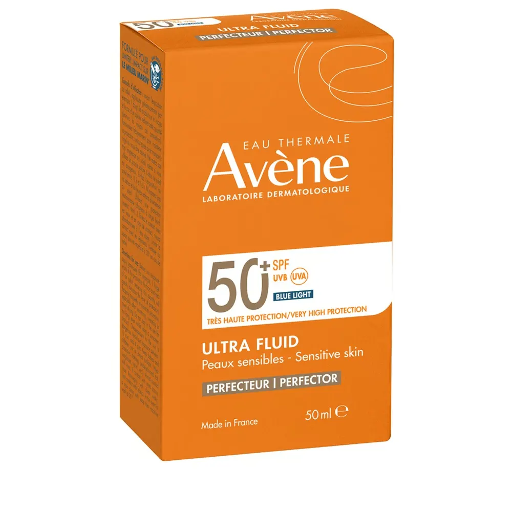 Avène Ultra Fluid Perfecteur SPF50+ Blue Light 50ml = Eau Thermale 50ml+ sac Offerts