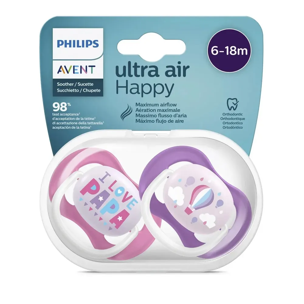 Avent SCF080/04 Sucette Ortho 6-18 mois fille PAP/BALLO