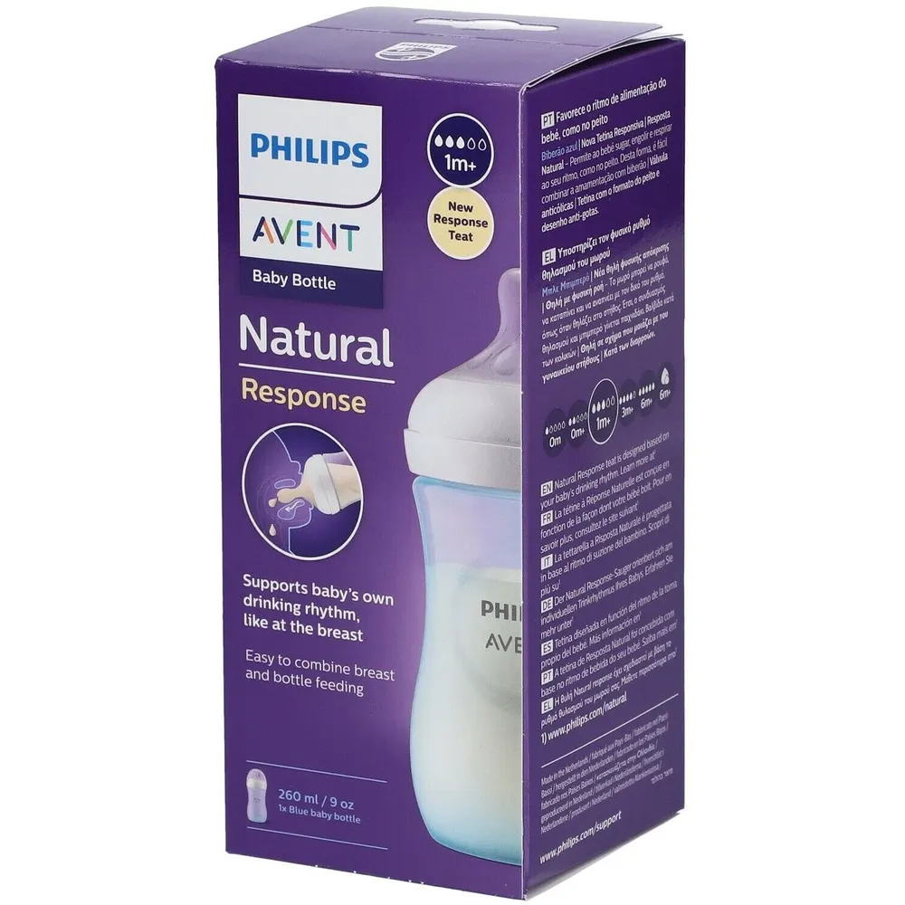 AVENT BIBERON NATURAL 3.0 AVEC TETINE NATURAL 1M+ 260 ML BLEU SCY903/21