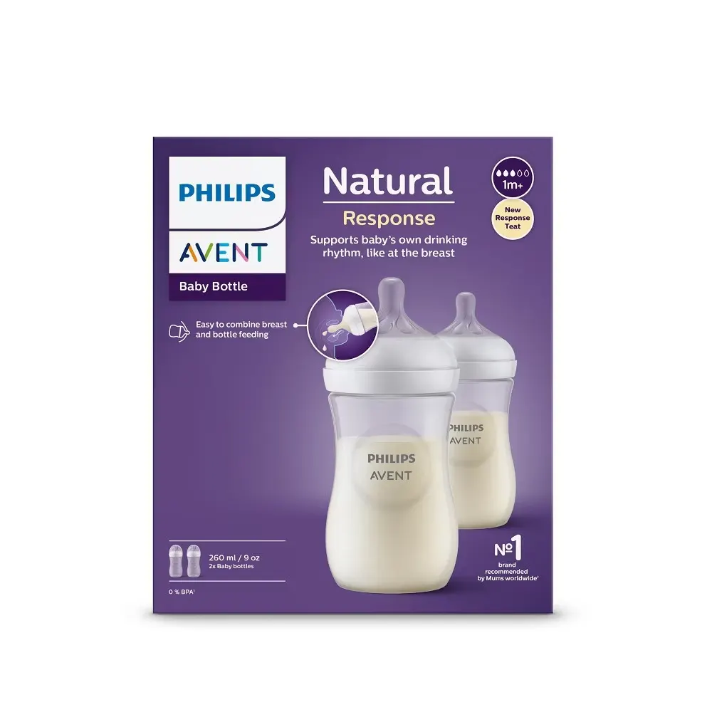 AVENT NATURAL RESPONSE PACK 2 BIBERONS 1MOIS+ 260ML-SCY903/02