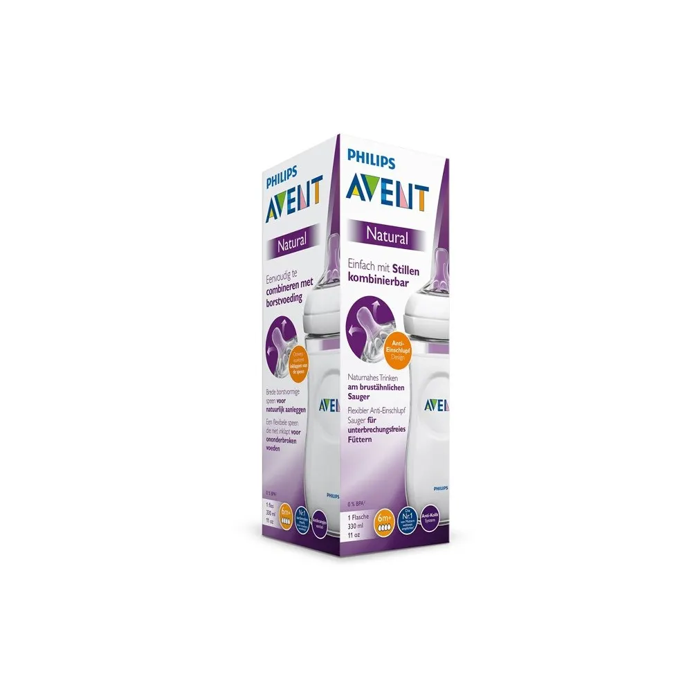 Avent SCF036/17 Biberon Natural 330 ml – dès 6 mois (débit rapide)