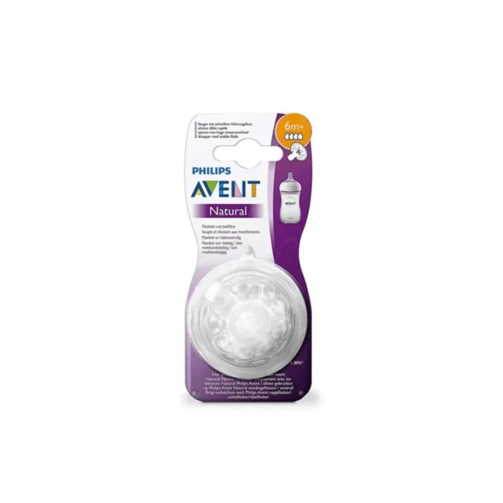 Avent SCF044/27 حلمة Natural 6 أشهر فأكثر (تدفق سريع)