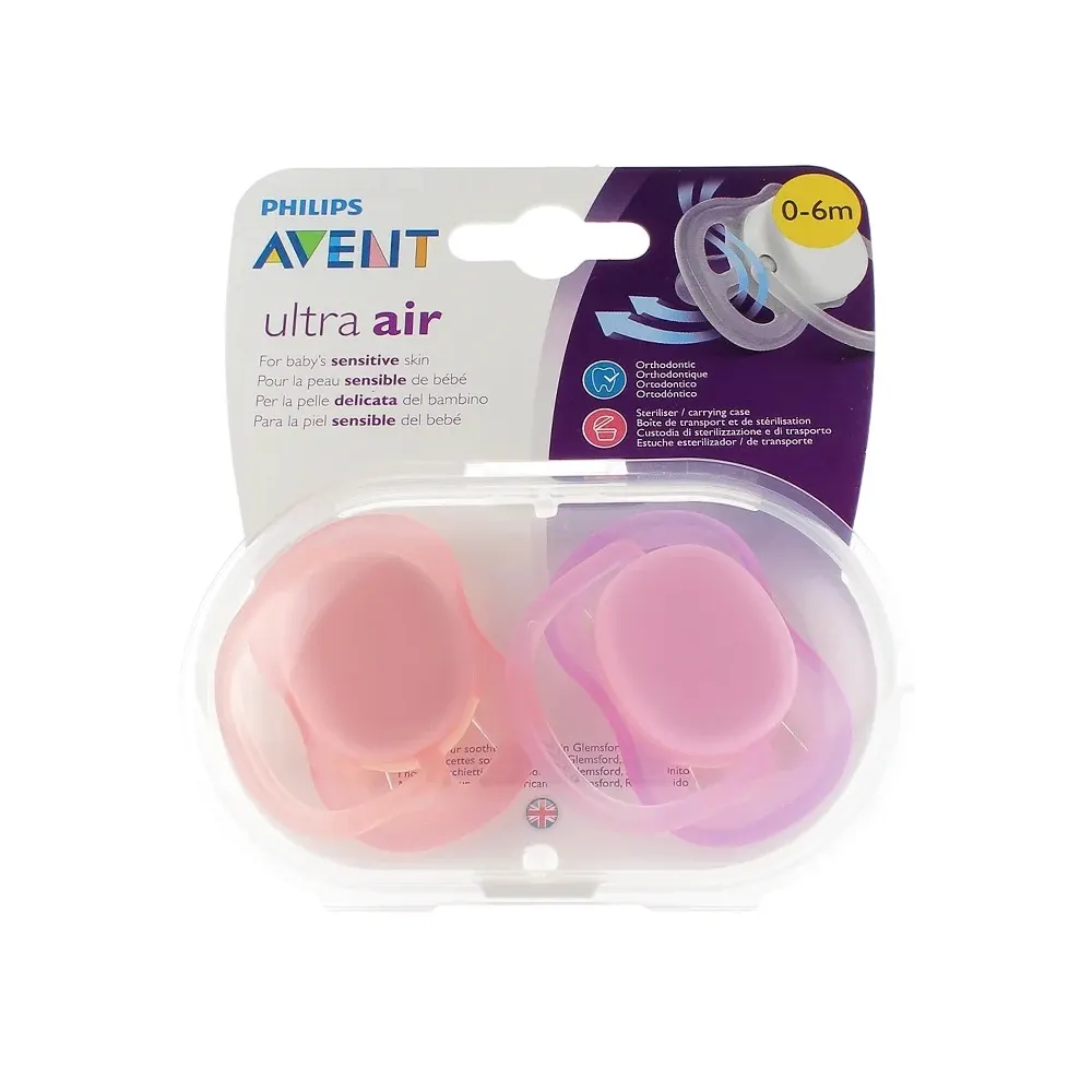 AVENT Sucette Air 0-6M Girl + Sucette Ultra Soft 0-6M Girl – 50% sur le 2ème