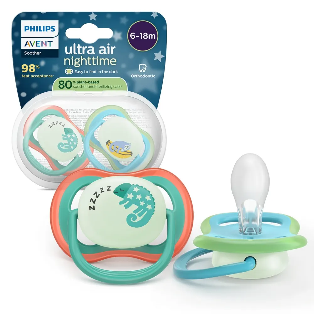AVENT Sucette Air Nighttime 6-18M Boy + Sucette Air Nighttime 6-18M Girl -50% sur le 2ème