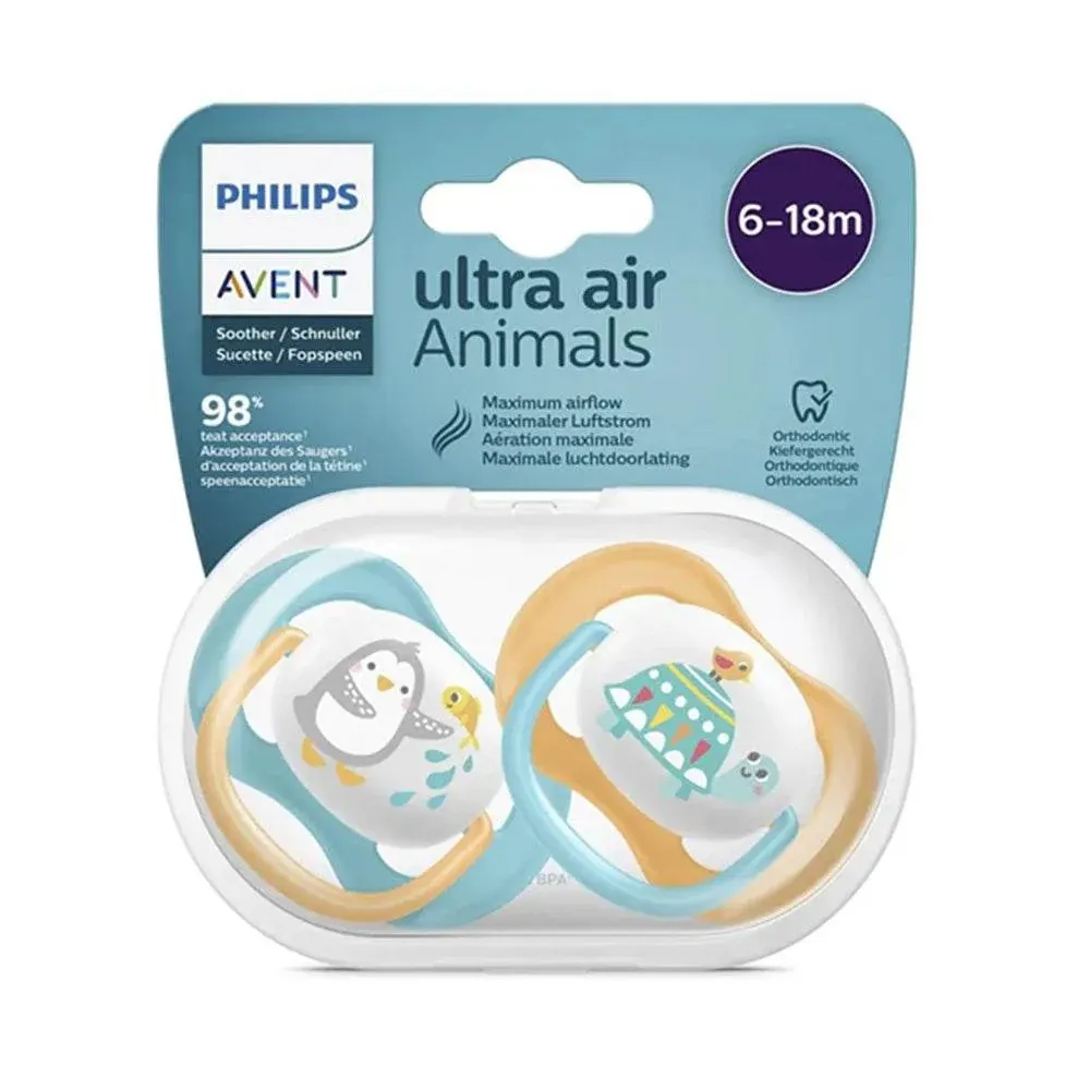 AVENT Sucette Ortho 6-18M Boy Peng/Turt + Sucette 6-18M Boy à -50% sur le 2ème