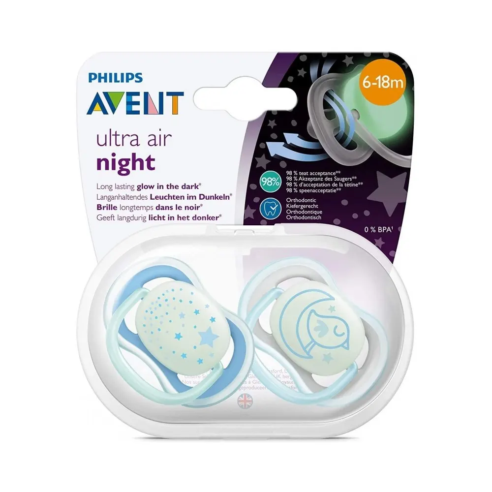 AVENT Sucettes Ultra Air Night 6-18m scf376/20