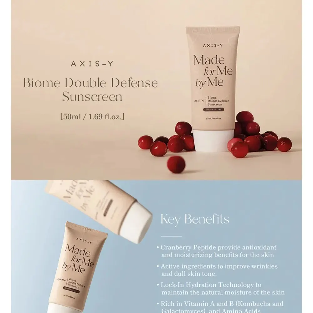 Axis-Y Biome Double Defense Sunscreen SPF50+ PA++++ كريم واقي من الشمس 50 مل