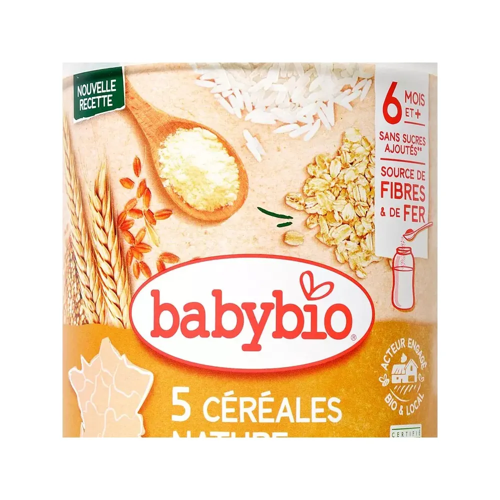 BABYBIO 5 CEREALES NATURE BLE AVOINE RIZ SEIGLE QUINOA 6 MOIS ET + 200G