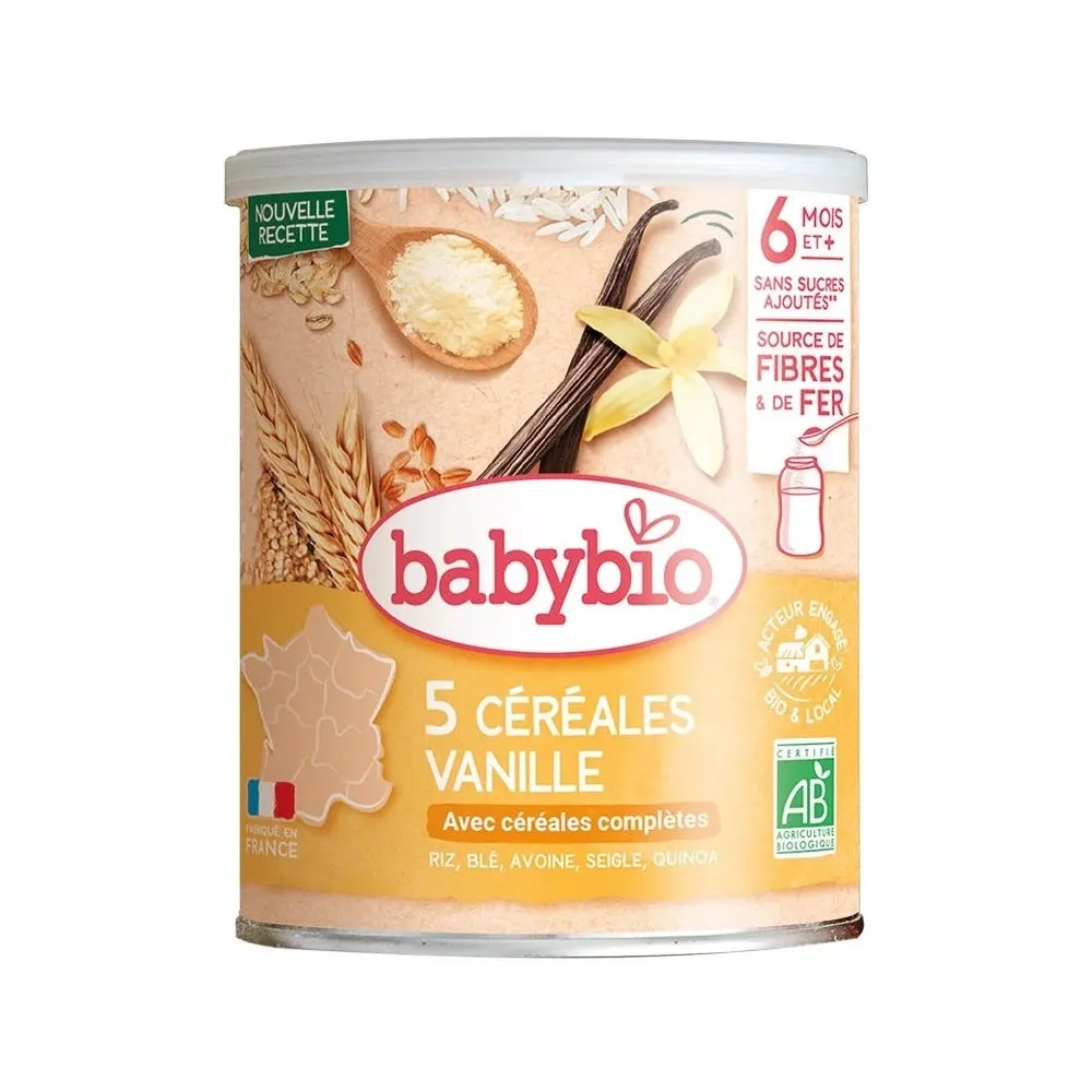 BabyBio 5 Céréales فانيليا 220 غ