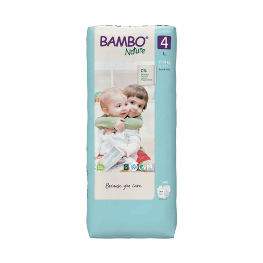 Bambo Nature 4 Couches Taille L (7-14kg) 48 Couches x2 + WaterWipes Lingettes Bébé 60 Pièces x2