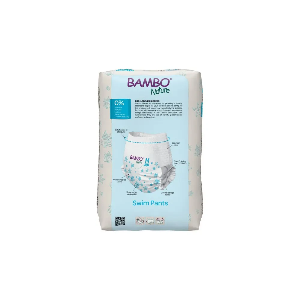 BAMBO NATURE COUCHES DE PISCINE TAILLE M (12+ KG / 26+ LBS), 12 UNITES
