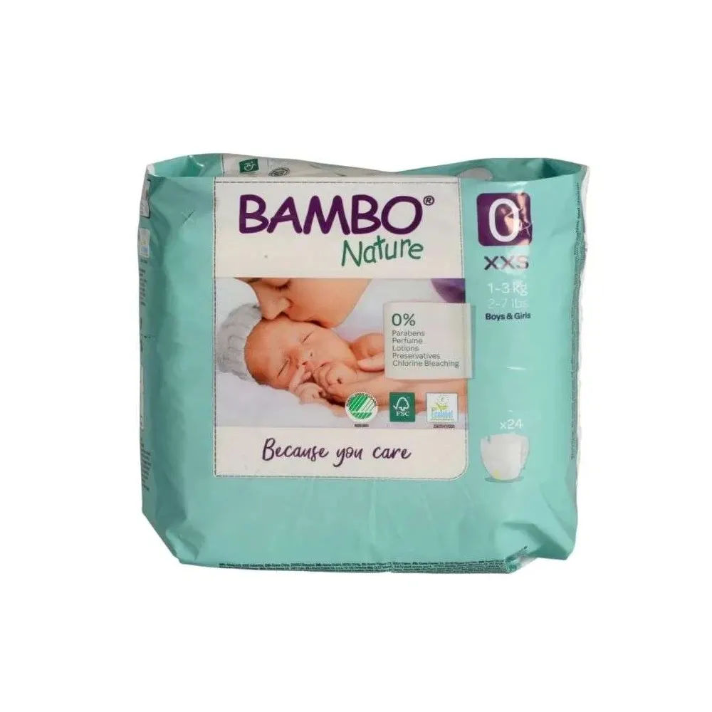 BAMBO NATURE COUCHES TAILLE 0 XXS 1-3 KG 24 UNITES