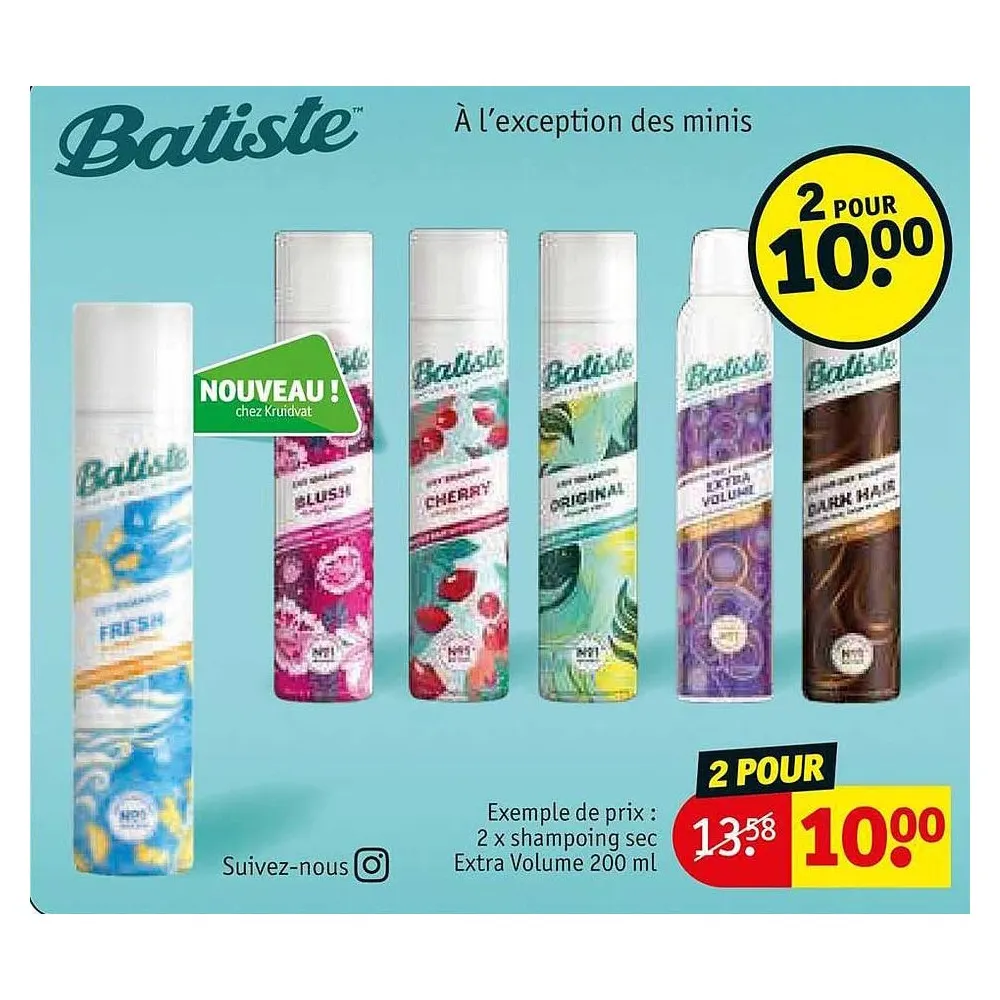BATISTE SHAMPOOING SEC VOLUME HB 200 ML = 1 OFFERT