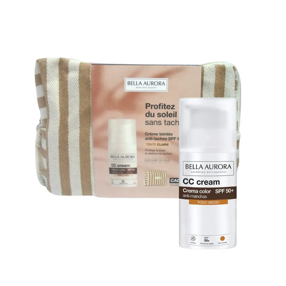 Bella Aurora CC كريم ضد البقع SPF50 لون متوسط = حقيبة هدية