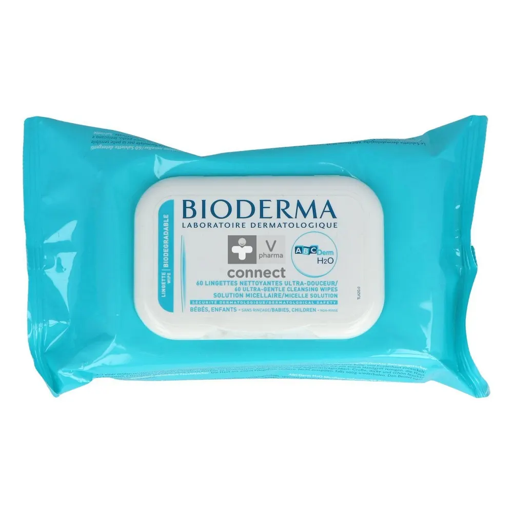 BIODERMA ABCDERM H2O 60 LINGETTES NETTOYANTES