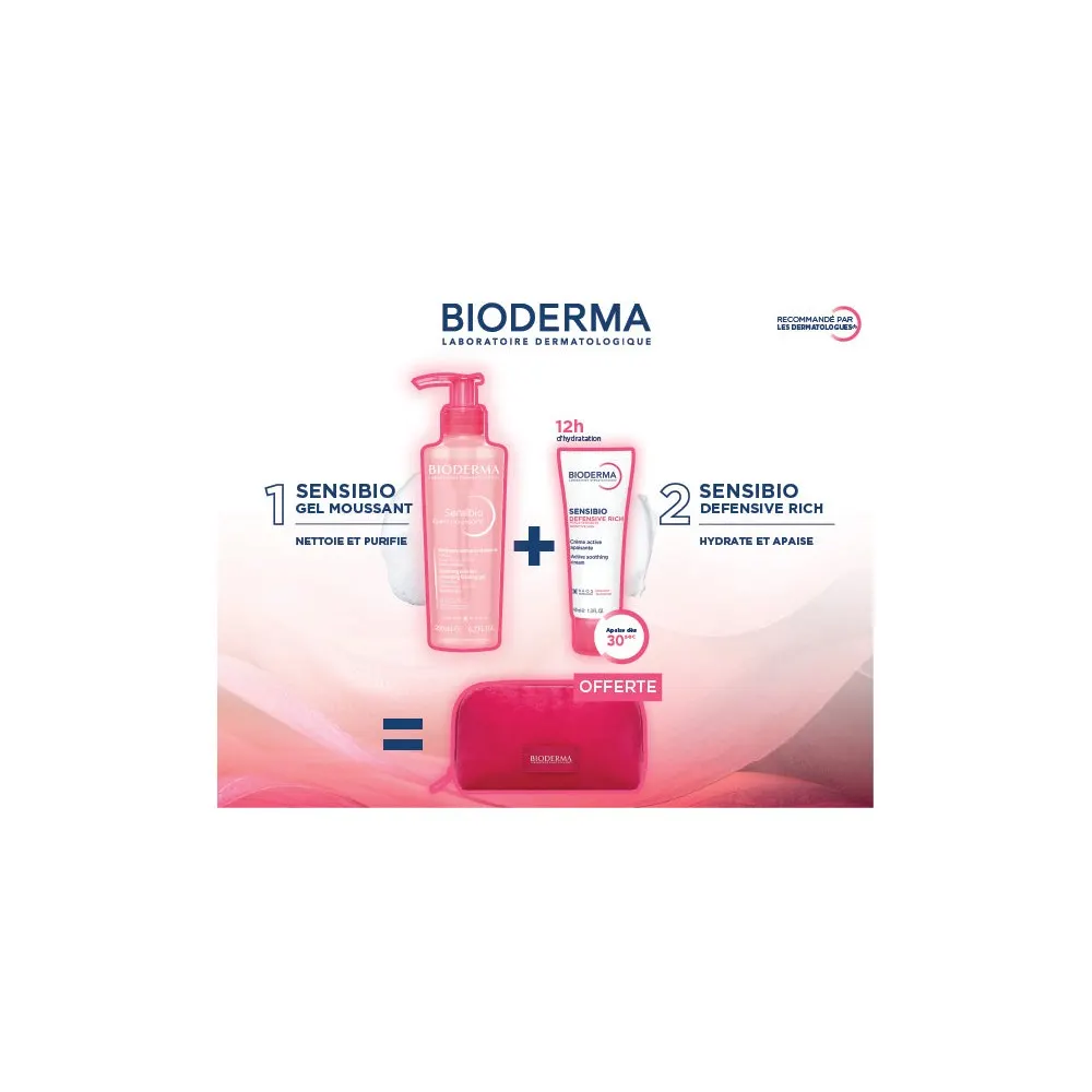 Bioderma Sensibio Gel Moussant 200ml + Sensibio Defensive Riche 40ml = Trousse Offerte